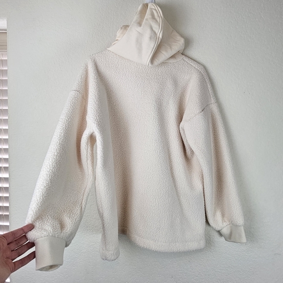 Madewell Resourced Fleece Bubble Sleeve Hoodie Sweatshirt - Picture 5 of 11